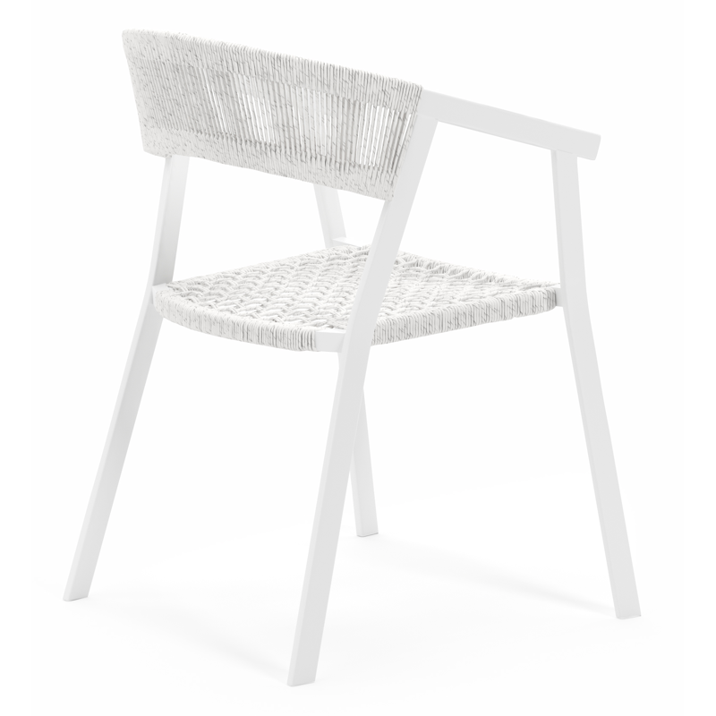 Viaro (Lacrima) stapelbare tuinstoel in wit aluminium en wit gedraaide ronde wicker