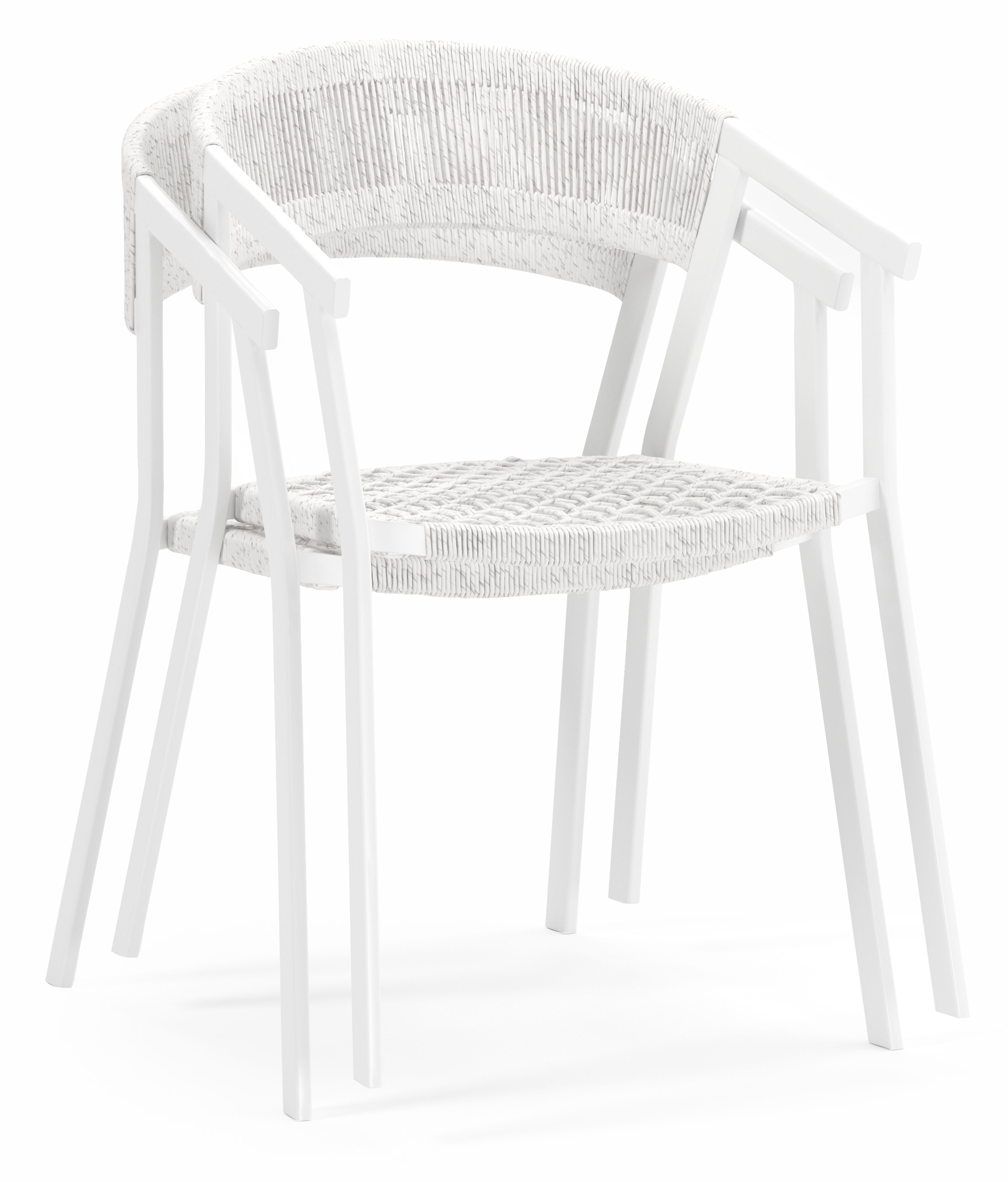 Viaro (Lacrima) stapelbare tuinstoel in wit aluminium en wit gedraaide ronde wicker