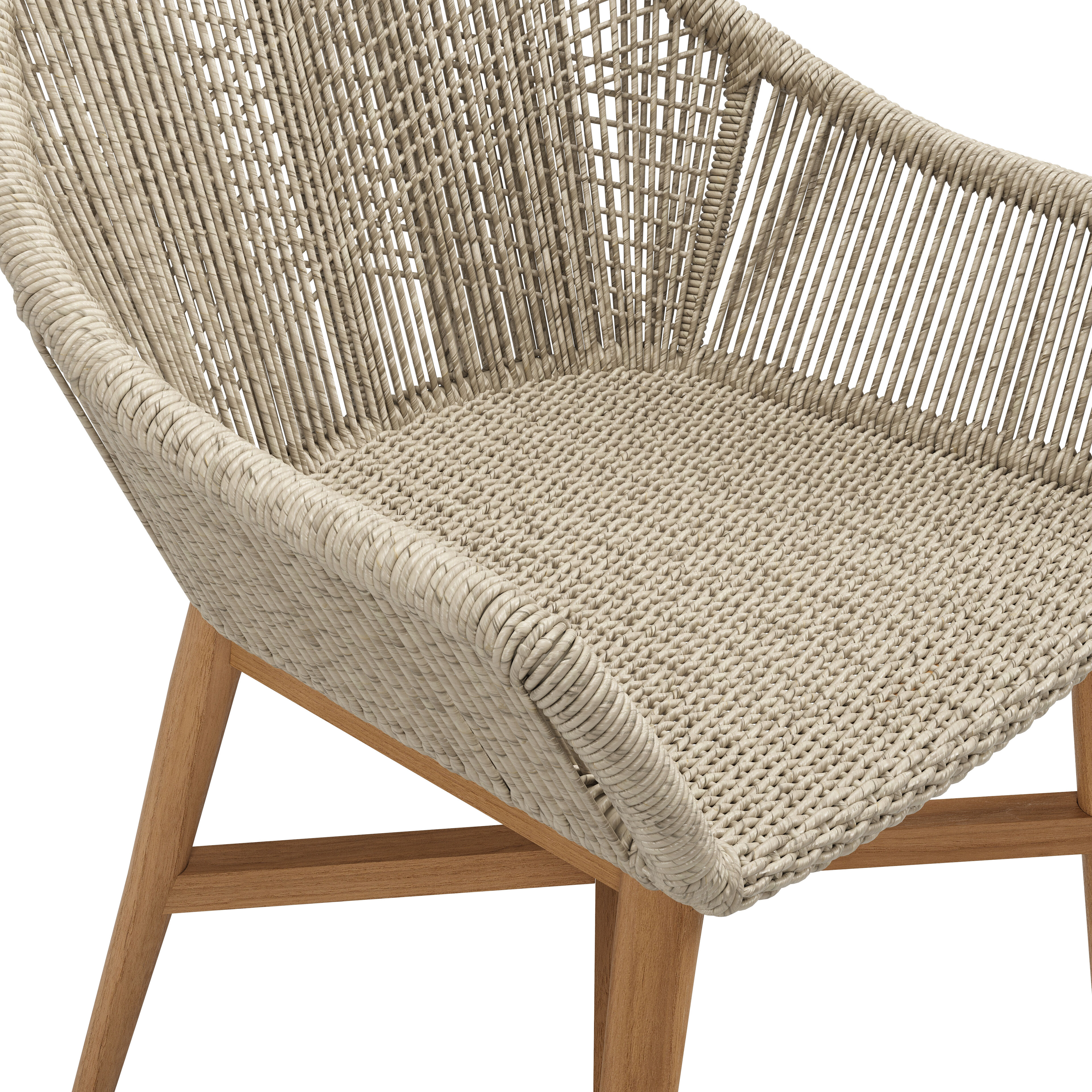 Borgo tuinstoel in teak en naturel gedraaide ronde wicker