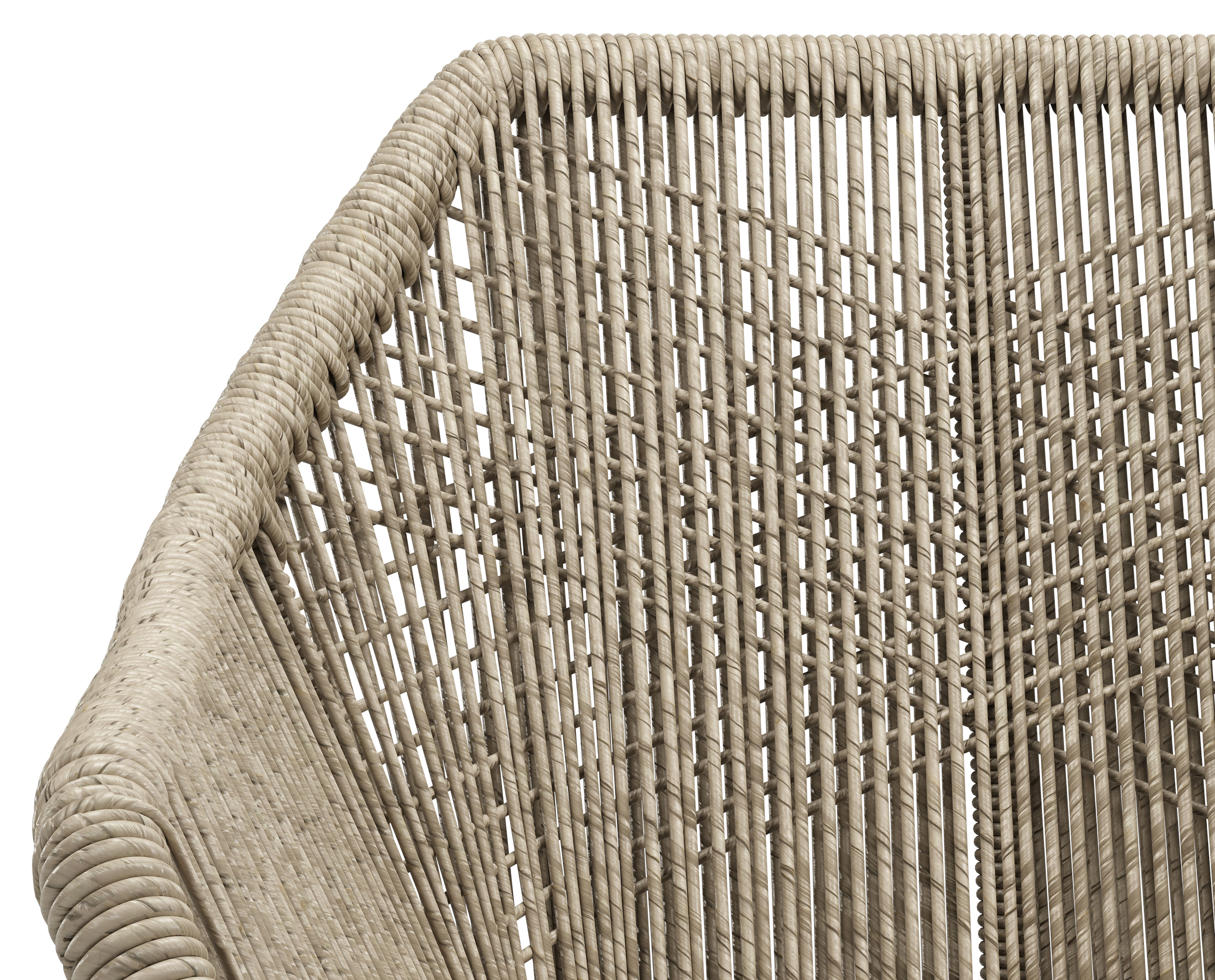 Borgo tuinstoel in teak en naturel gedraaide ronde wicker