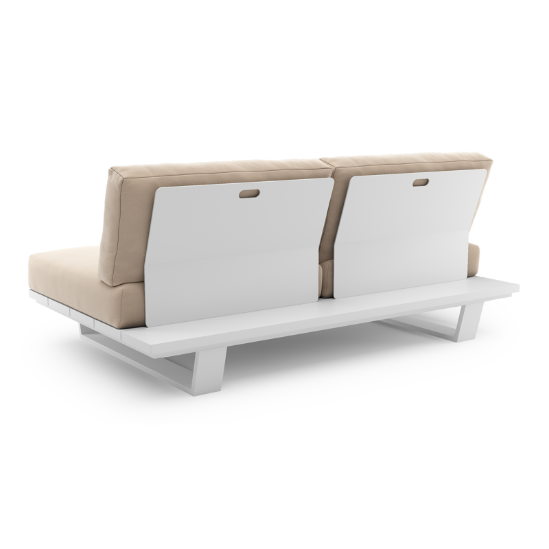 Pagino loungebank in wit aluminium met natte linen chalk all weather sunbrella® luxe kussen