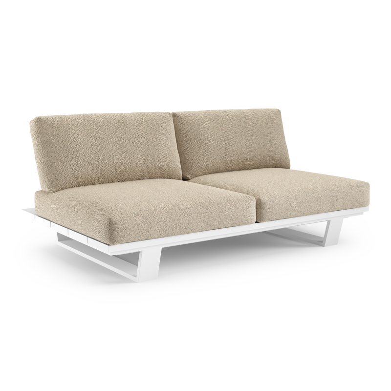 Canapé de jardin Pagino en aluminium blanc et coussins en all weather cosytica bora forest