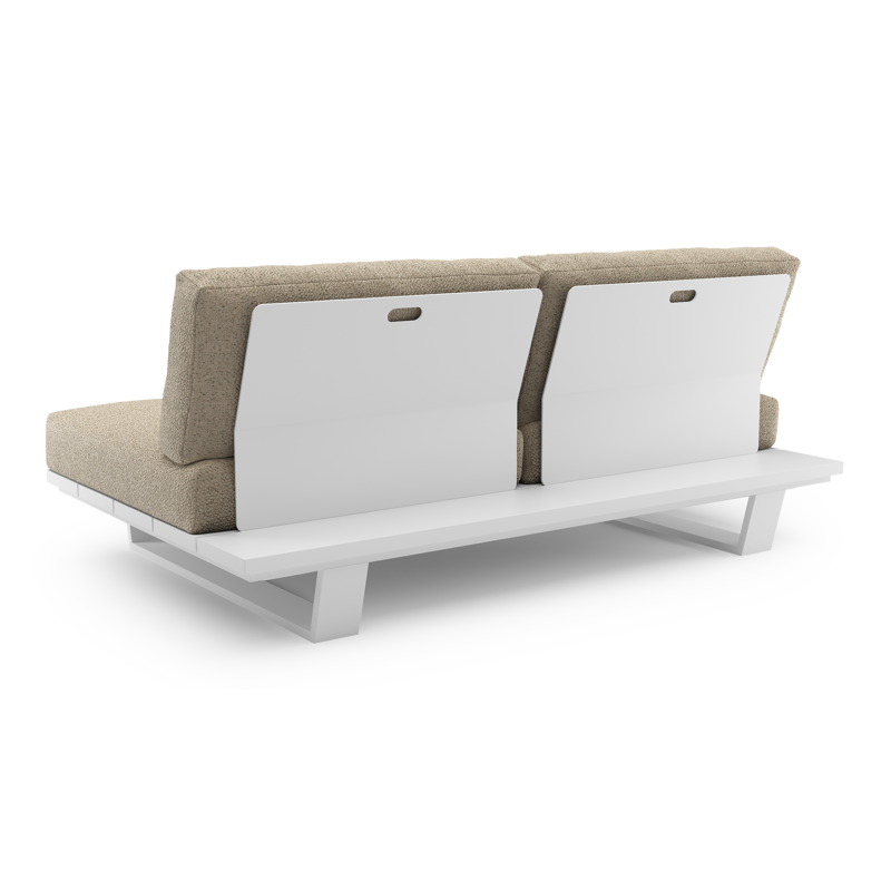 Canapé de jardin Pagino en aluminium blanc et coussins en all weather cosytica bora forest