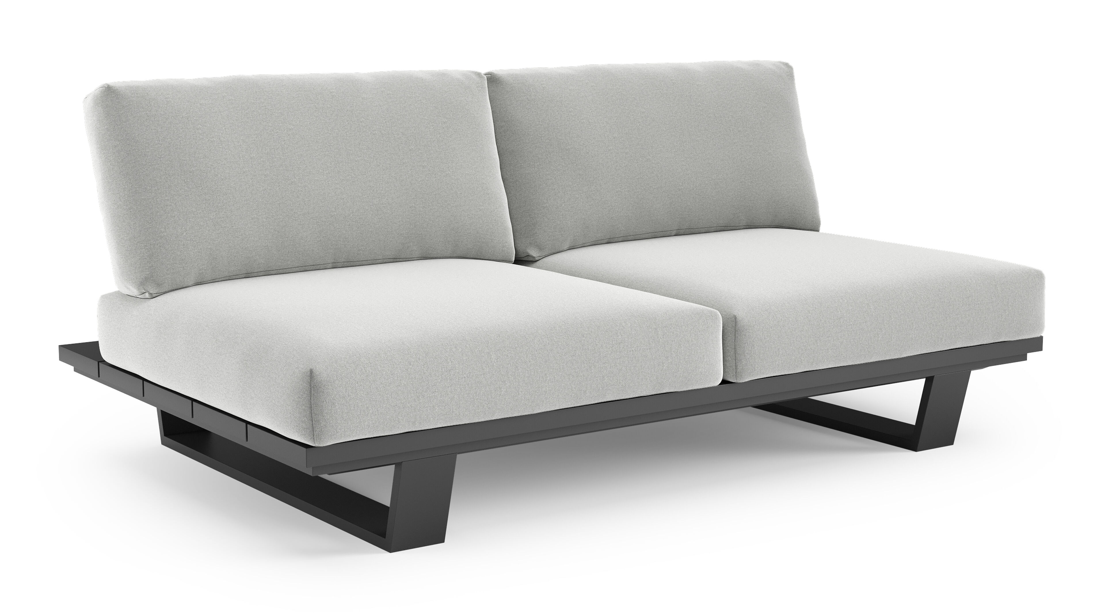 Pagino loungebank in zwart aluminium met natte grey chine all weather sunbrella® luxe kussen