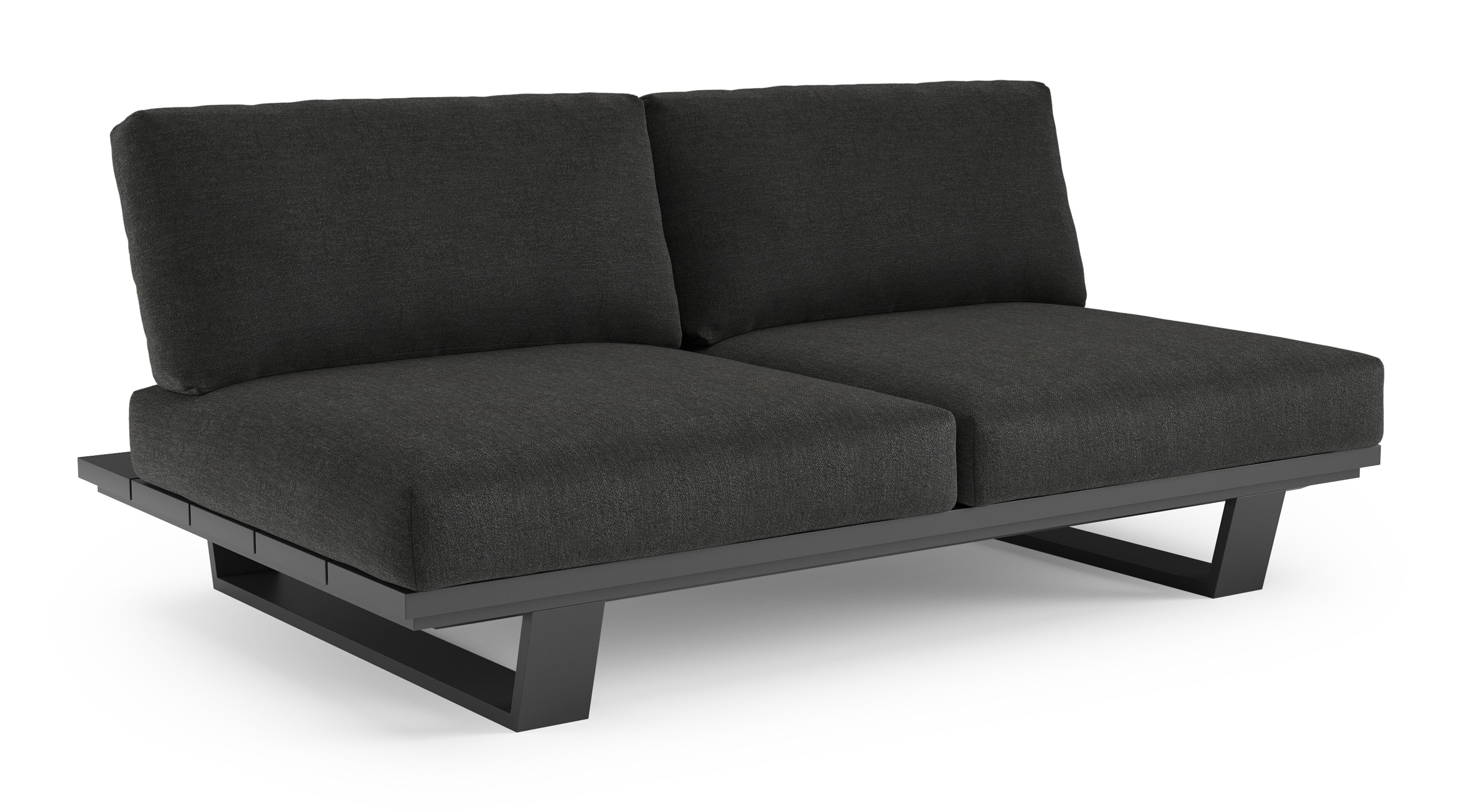 Pagino loungebank in zwart aluminium met chartres sooty all weather sunbrella® luxe kussen
