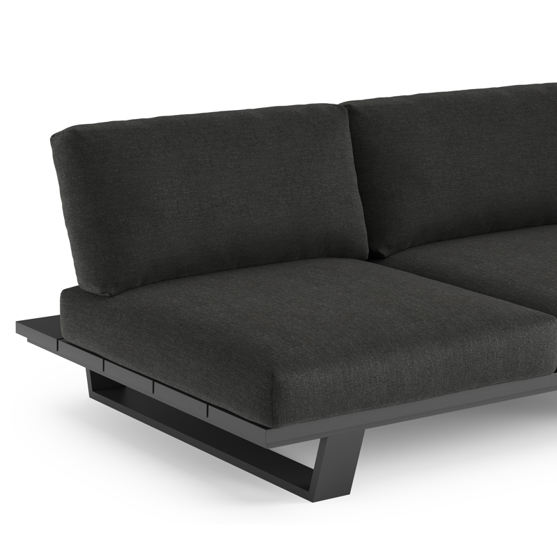 Pagino loungebank in zwart aluminium met chartres sooty all weather sunbrella® luxe kussen