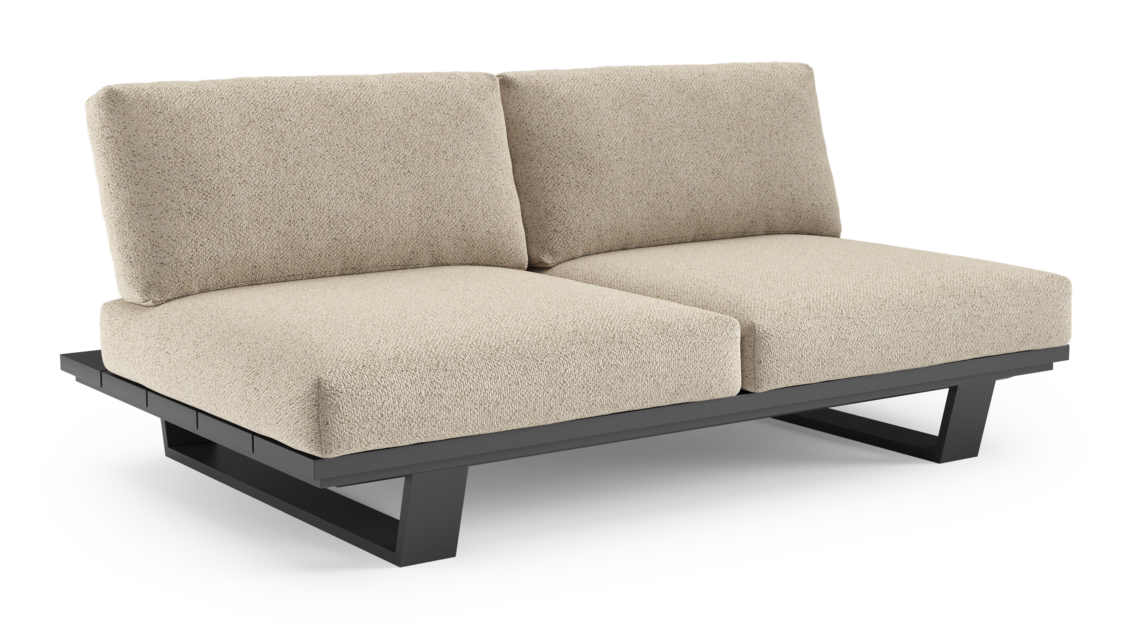 Pagino loungebank in zwart aluminium met bora desert all weather cosytica kussen