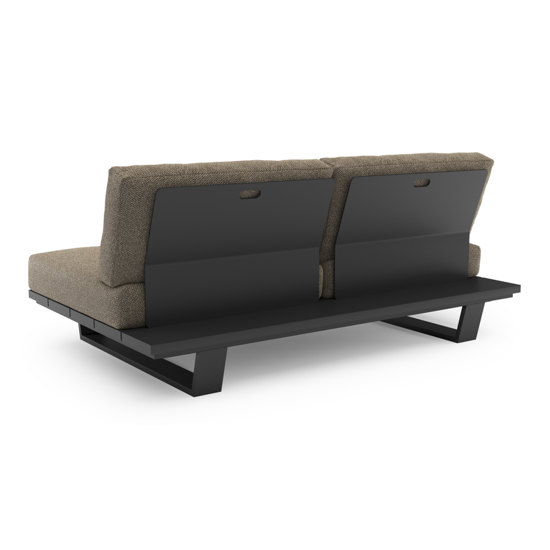 Canapé de jardin Pagino en aluminium noir et coussins en all weather cosytica madagascar burch