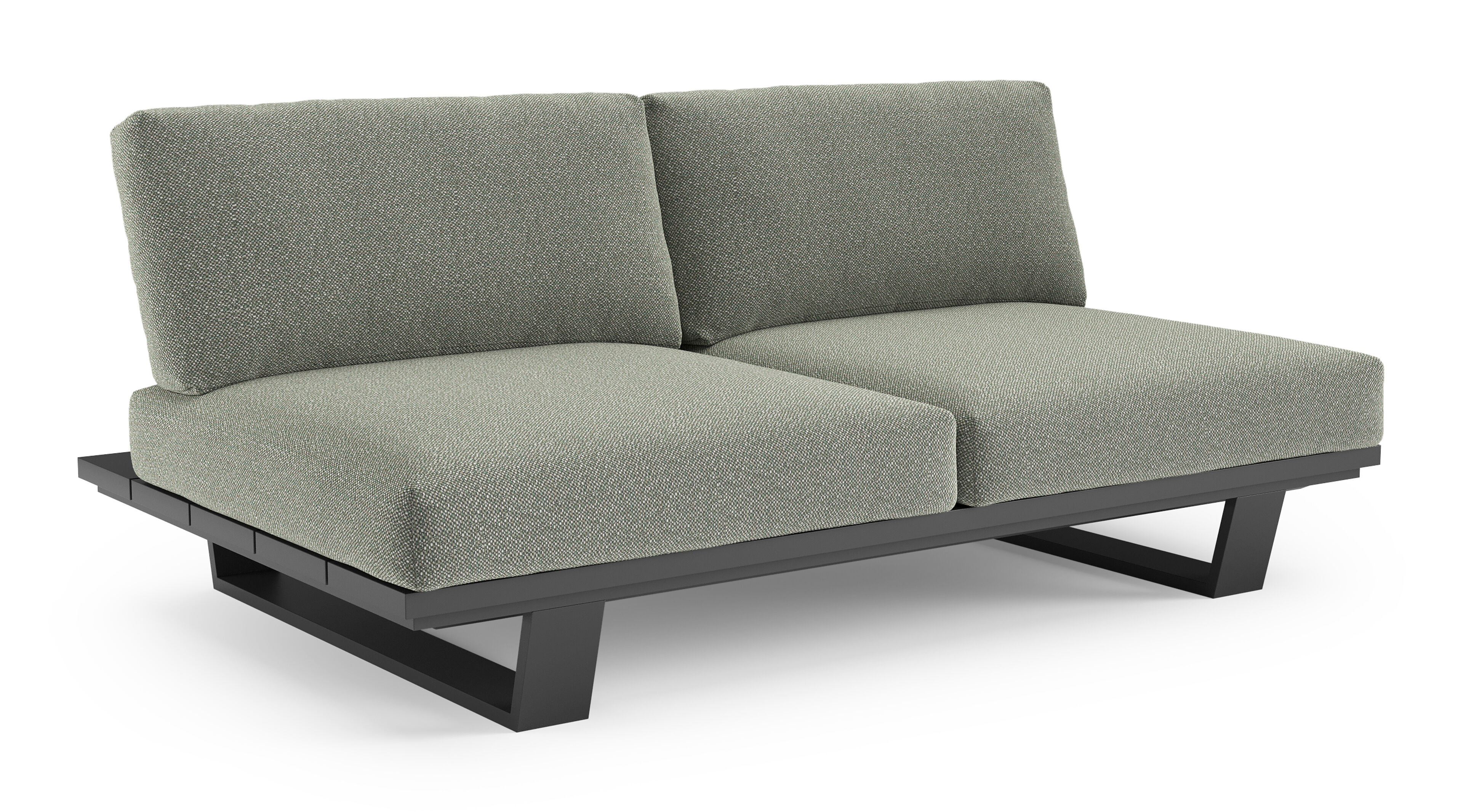 Pagino loungebank in zwart aluminium met savane leaf all weather sunbrella® luxe kussen