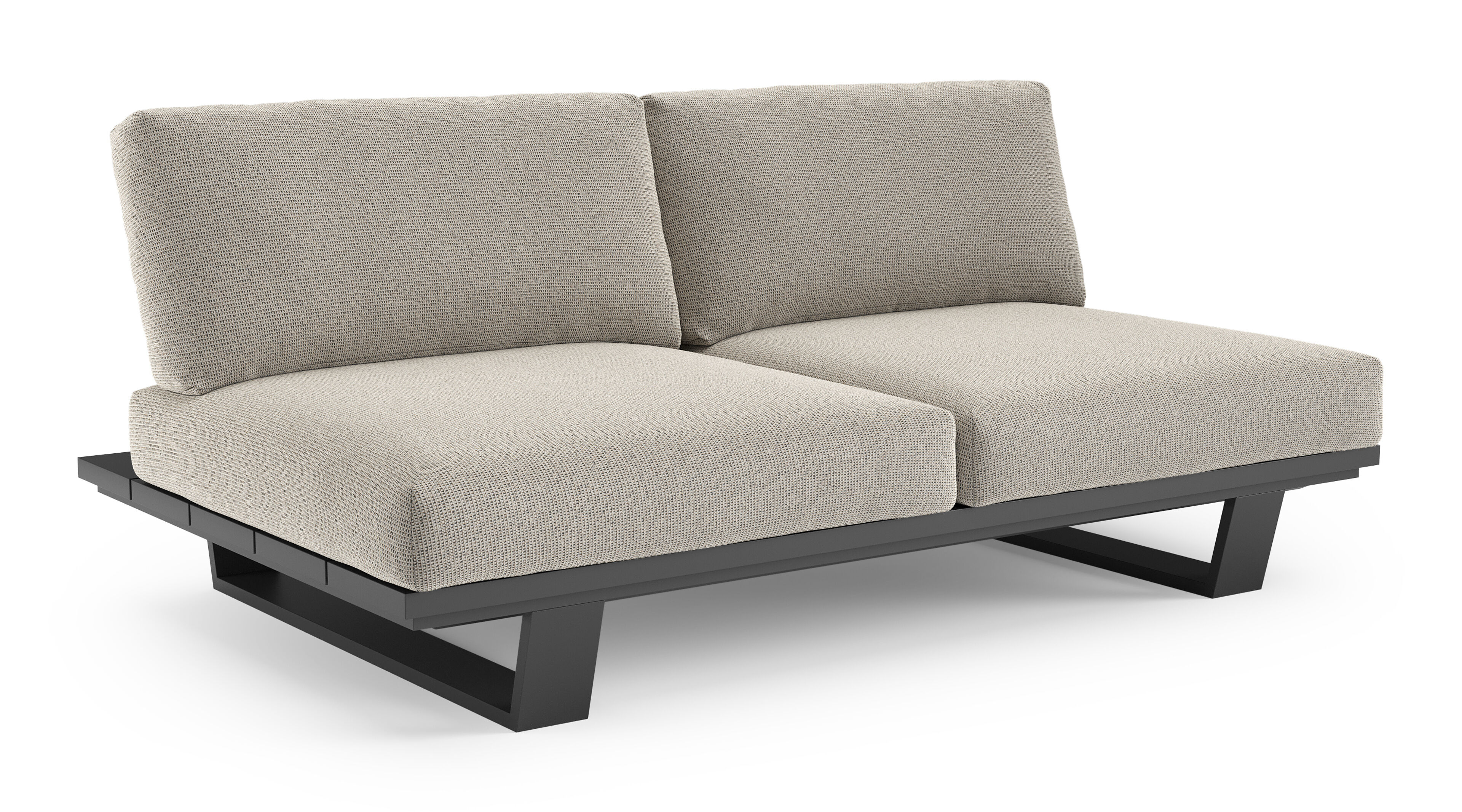 Pagino loungebank in zwart aluminium met firenze sand all weather solica kussen