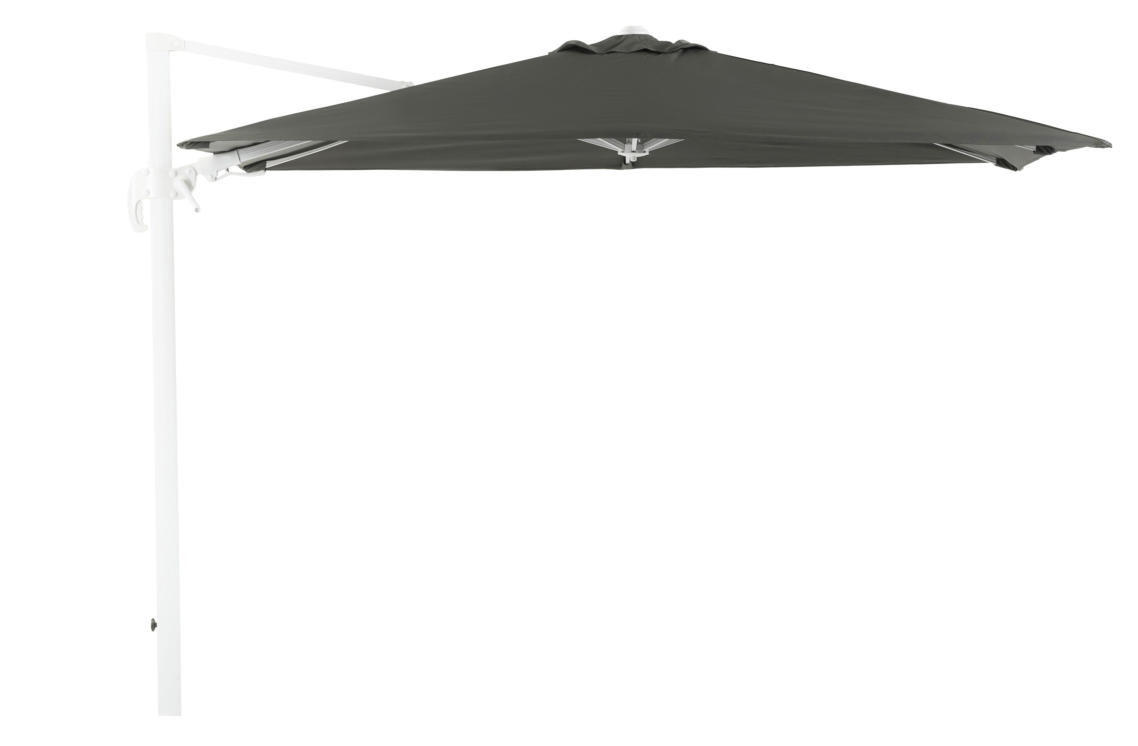 Parasol pendant Avola avec fonction tilt en aluminium blanc avec toile de parasol en weather+ softtouch gris - Larg1 200 x Larg2 300 cm (sans pied de parasol)