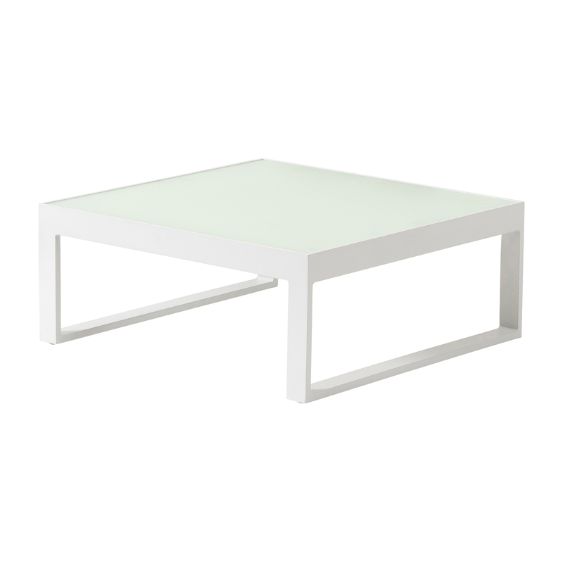 Caldela loungehoek in wit aluminium met grijs polyester kussens en loungetafel