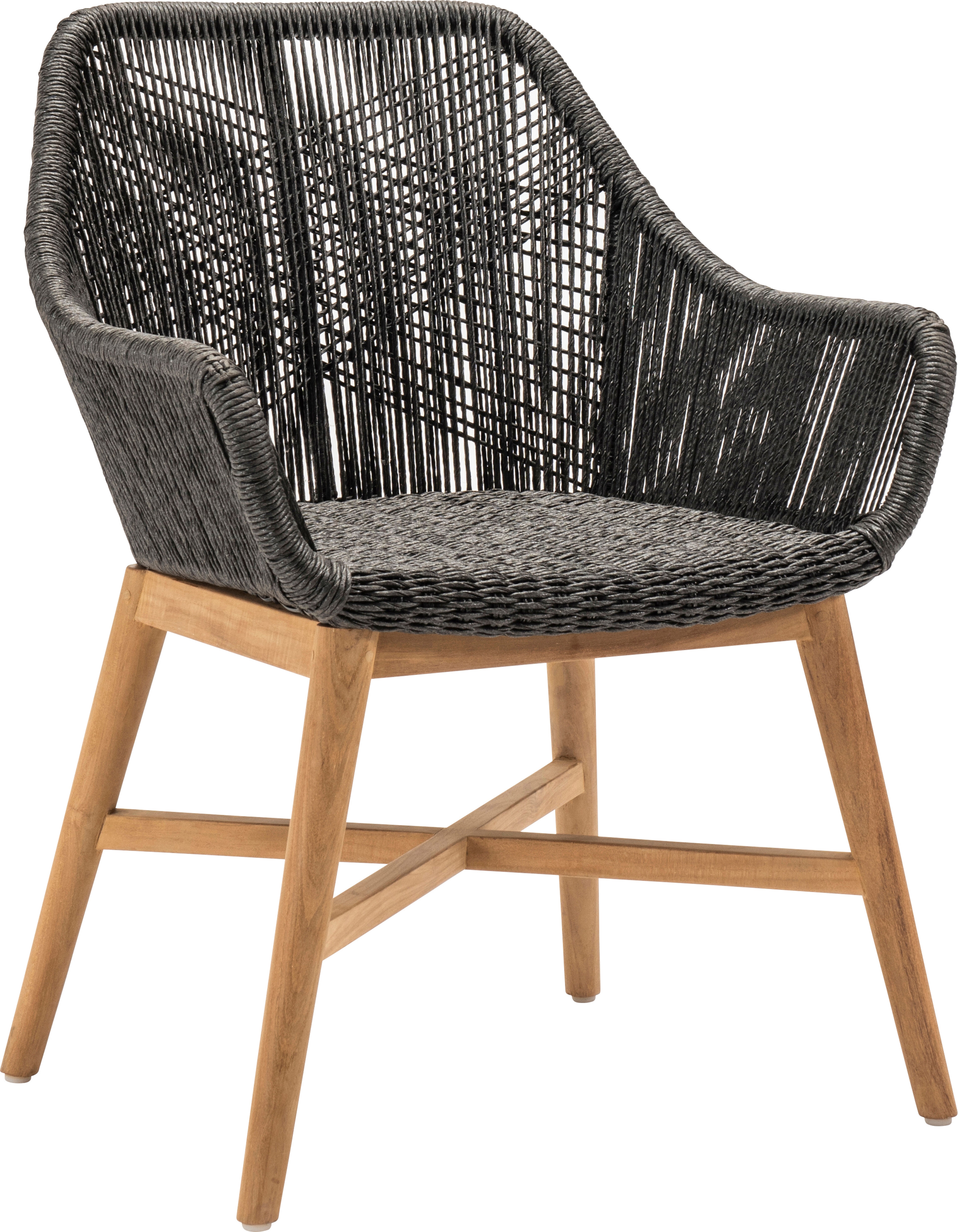 Chaise de jardin Borgo in teck et résine tressée noir