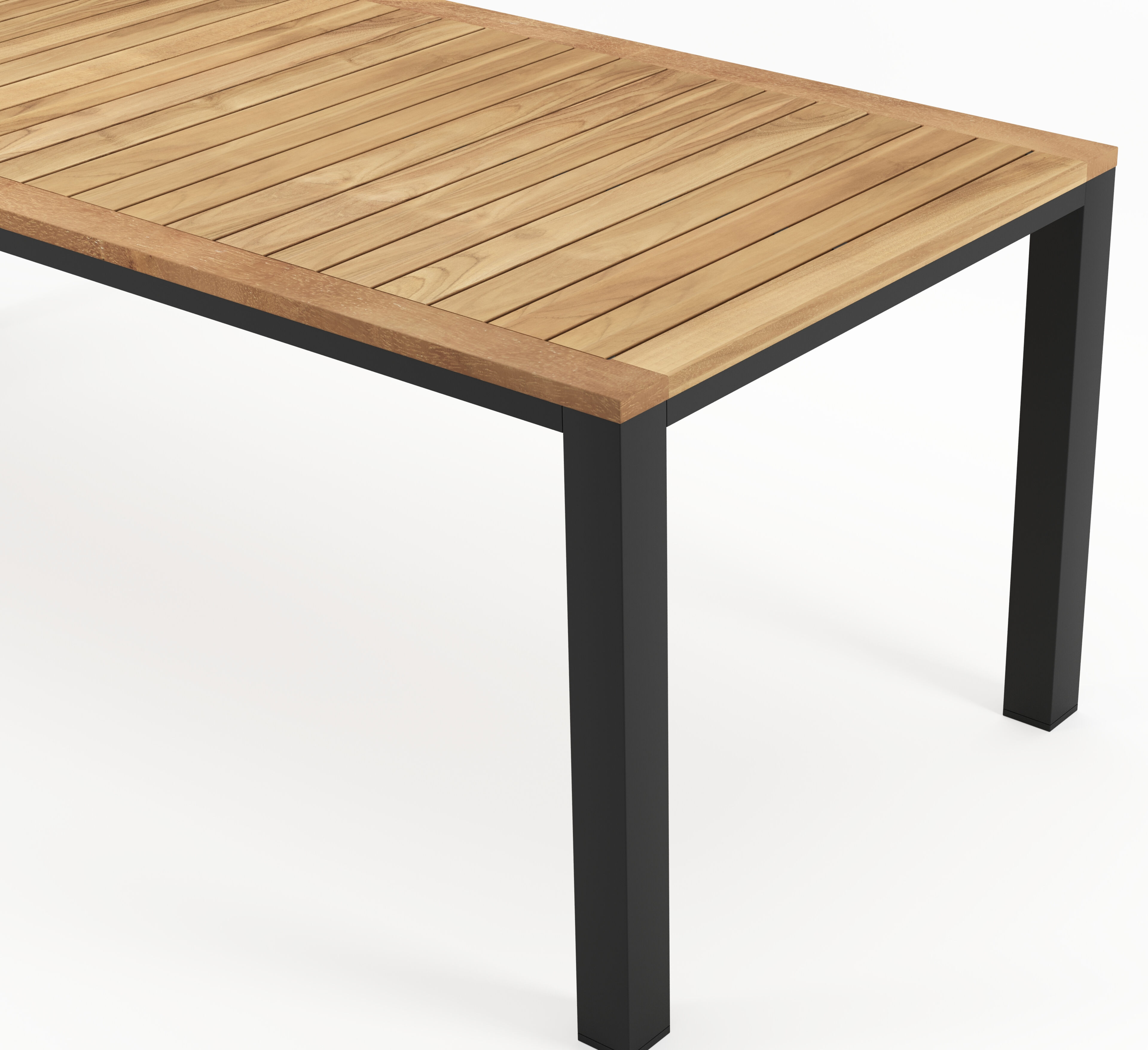 Varese tuintafel in zwart aluminium en teak - L 220 x B 92 cm