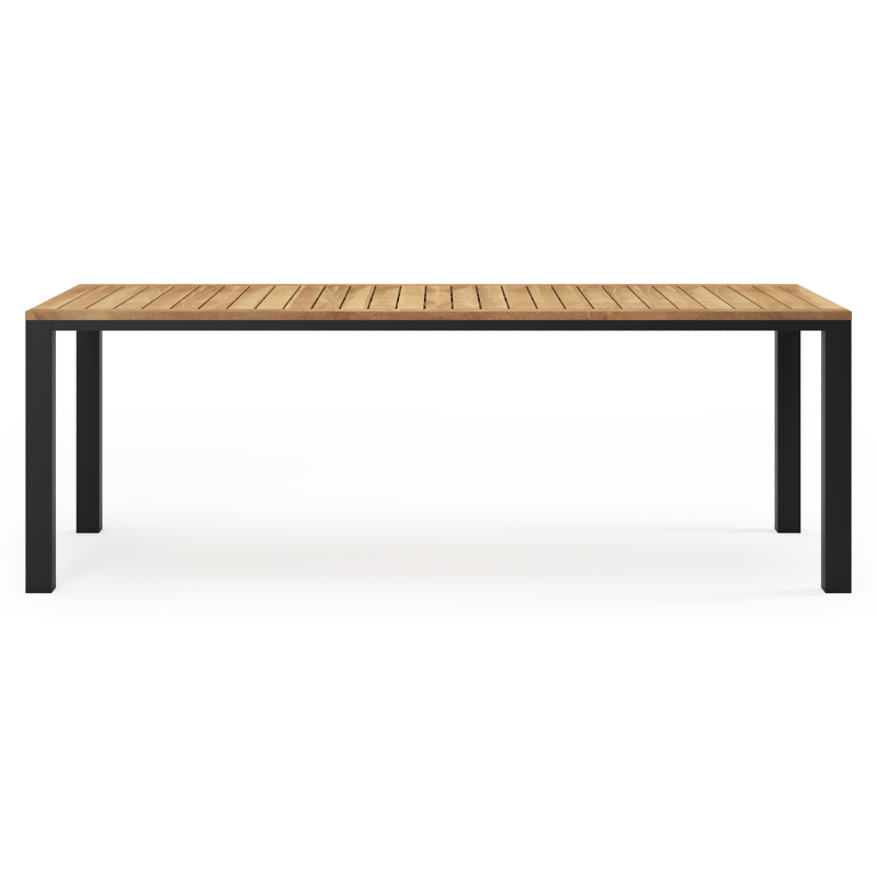 Varese tuintafel in zwart aluminium en teak - L 220 x B 92 cm