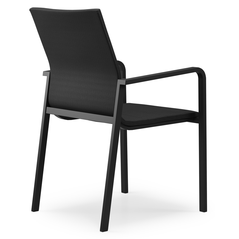Chaise de jardin empilable Como in aluminium noir et textilène luxe confort noir