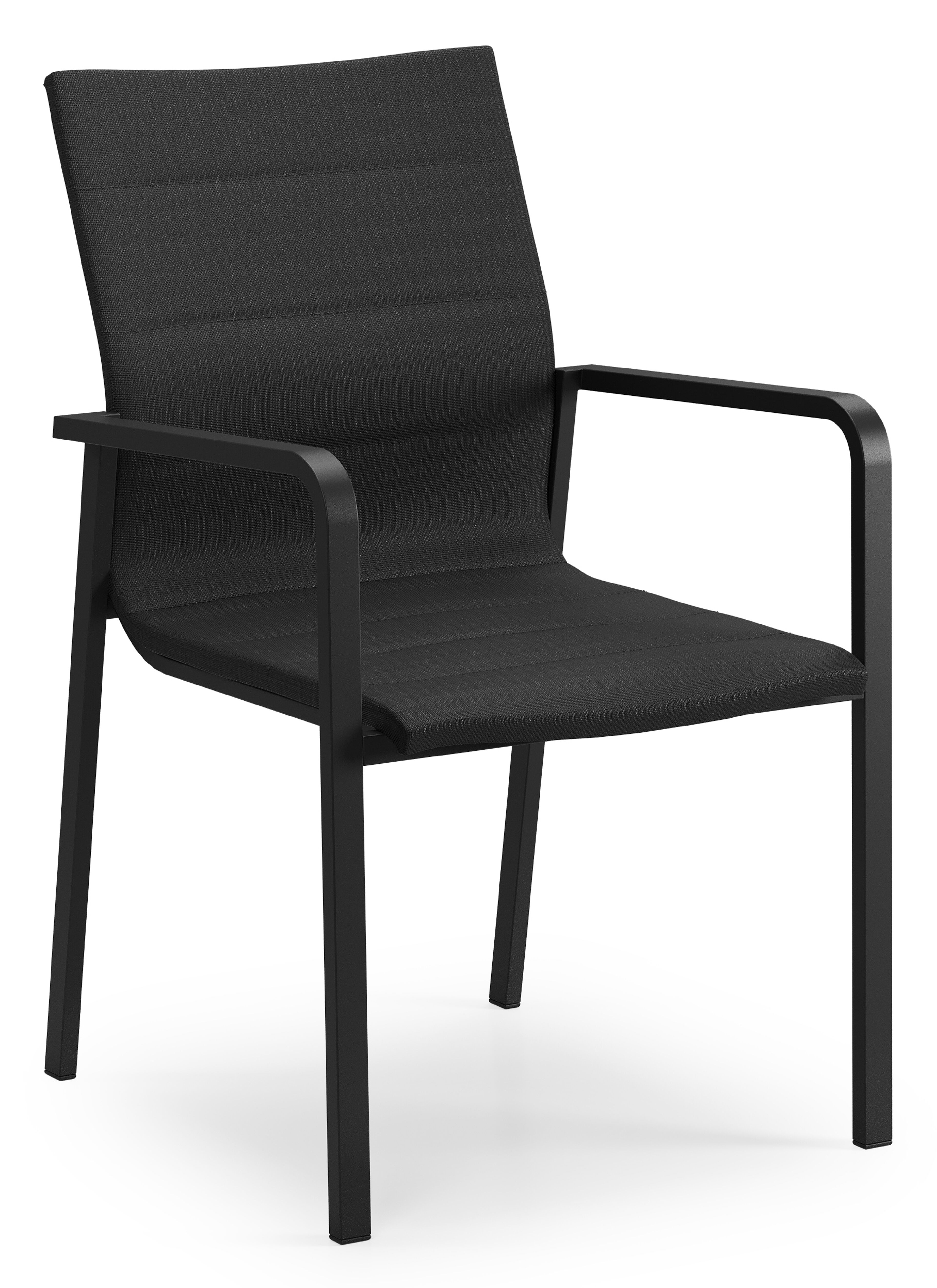 Chaise de jardin empilable Como in aluminium noir et textilène luxe confort noir