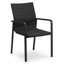 Chaise de jardin empilable Como in aluminium noir et textilène luxe confort noir