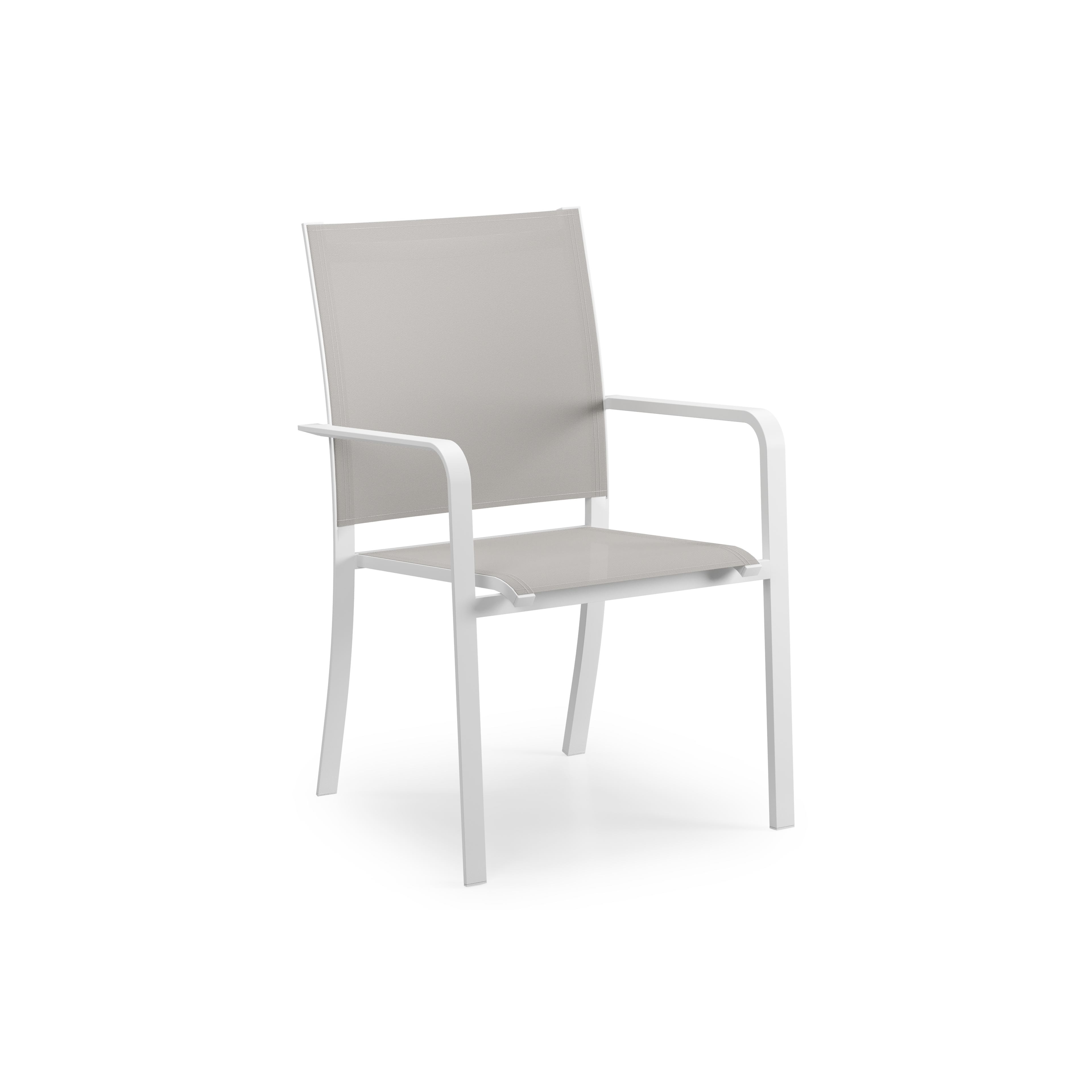 Chaise de jardin empilable Calobra in aluminium blanc et textilène gris