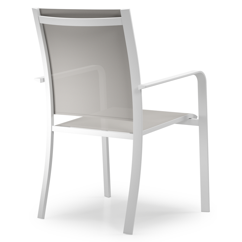 Calobra stapelbare tuinstoel in wit aluminium en grijs textilene