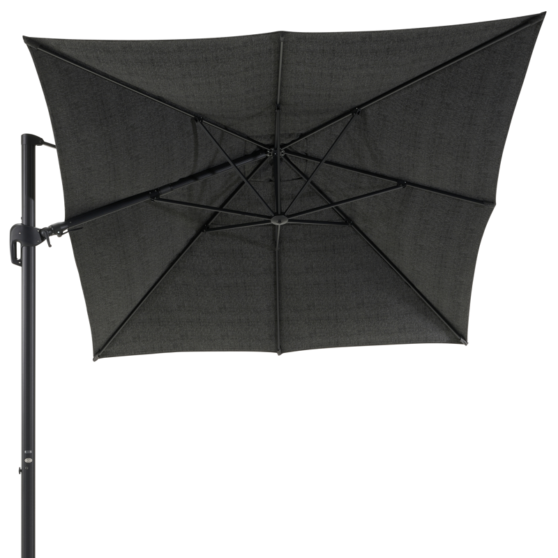 Parasol pendant Rufina avec function tilt en aluminium noir et Sunbrella Luxe Chartres Sooty - Lg.1 400 x Lg.2 300 cm (sans pied de parasol