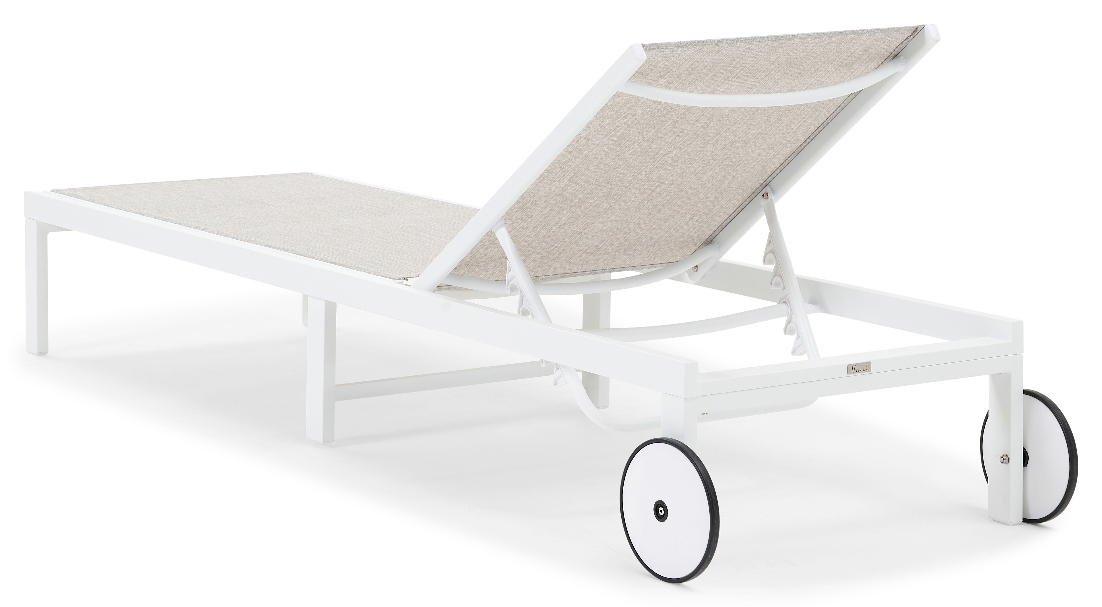 Chaise longue réglable Alba en aluminium blanc avec textilène gris