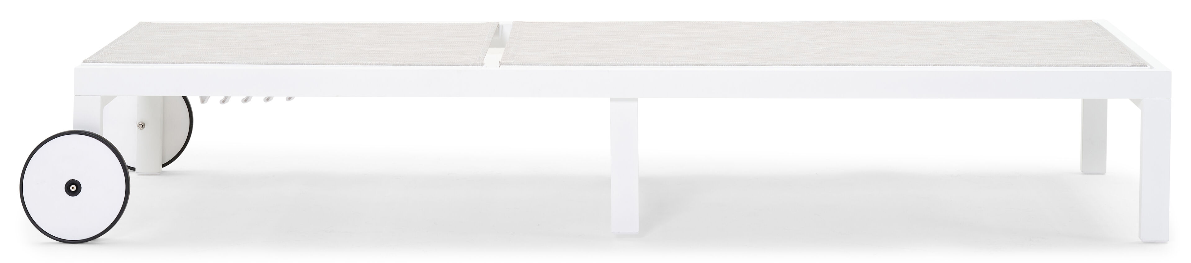 Chaise longue réglable Alba en aluminium blanc avec textilène gris