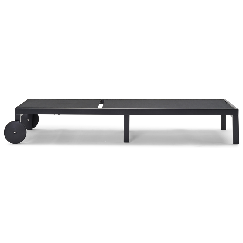 Chaise longue réglable Alba en aluminium noir avec textilène noir