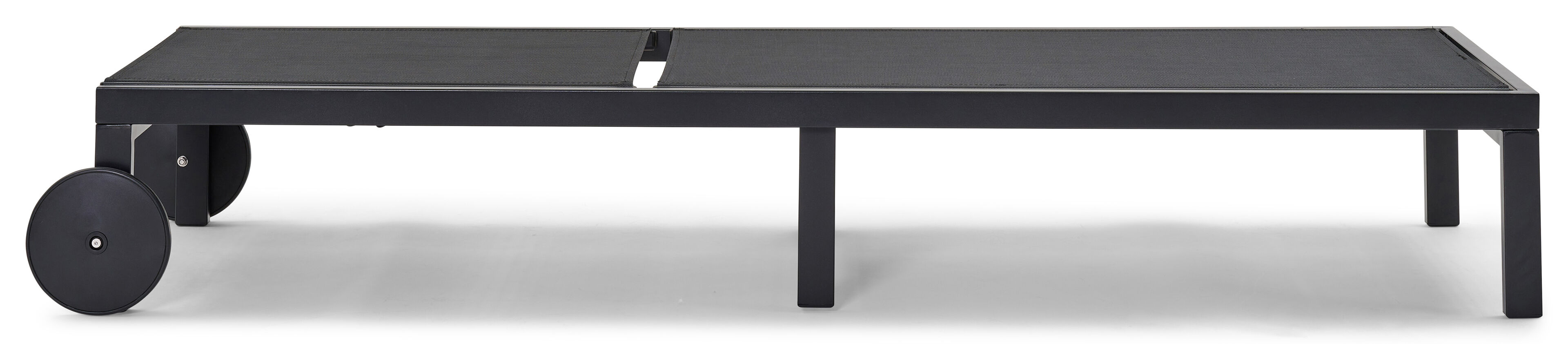 Chaise longue réglable Alba en aluminium noir avec textilène noir