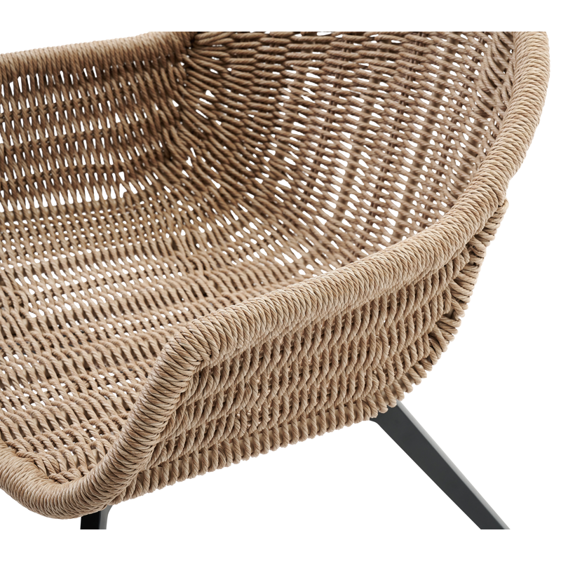Fauteuil de jardin Pagino 1-pl en aluminium noir et résine tressée