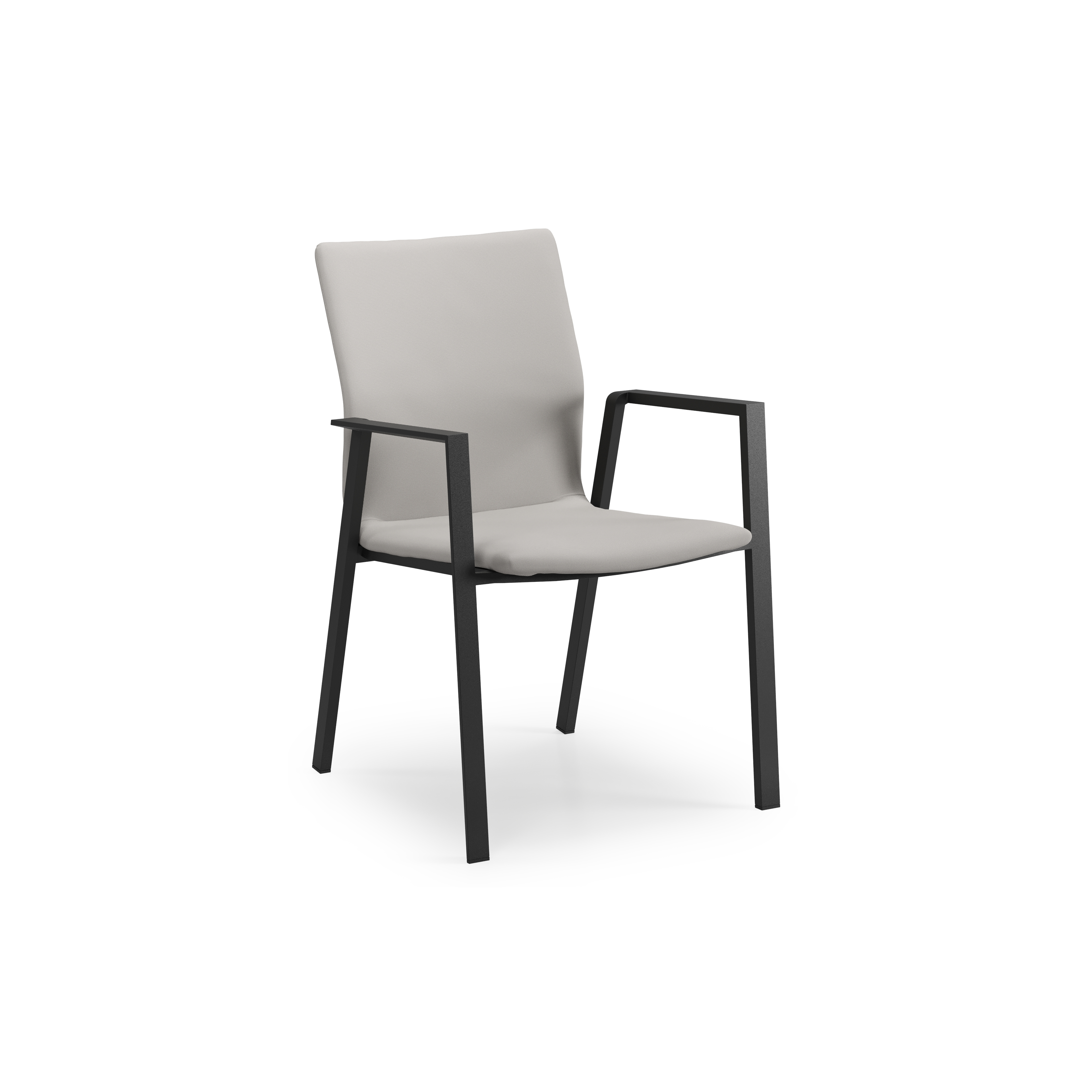 Chaise de jardin empilable Madura in aluminium noir et textilène confort gris