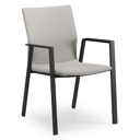 Chaise de jardin empilable Madura en aluminium noir et textiléne confort gris