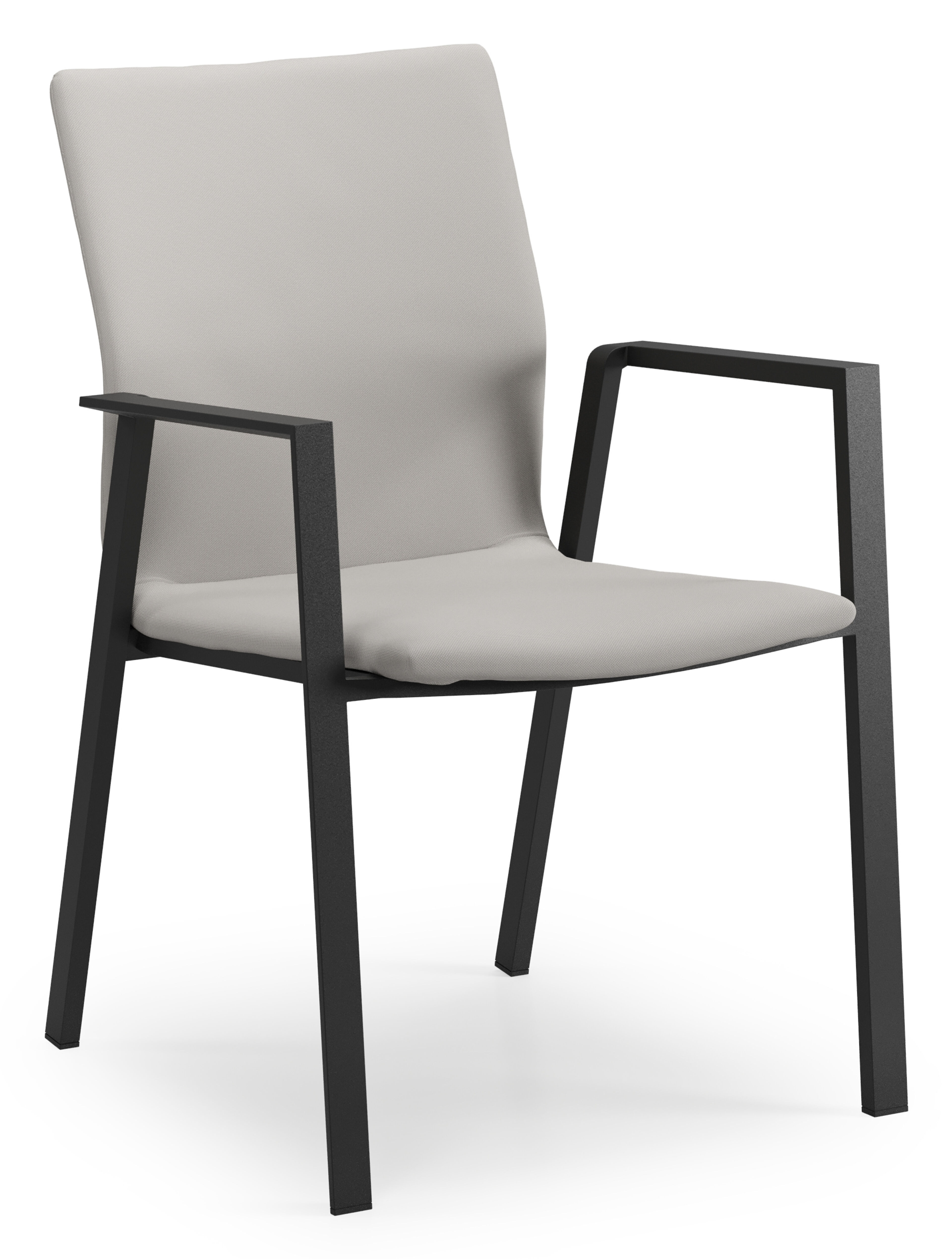 Madura stapelbare tuinstoel in zwart aluminium en grijs comfort textilene
