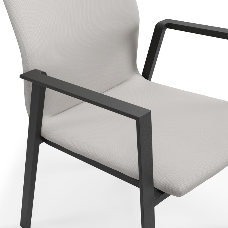 Chaise de jardin empilable Madura en aluminium noir et textiléne confort gris