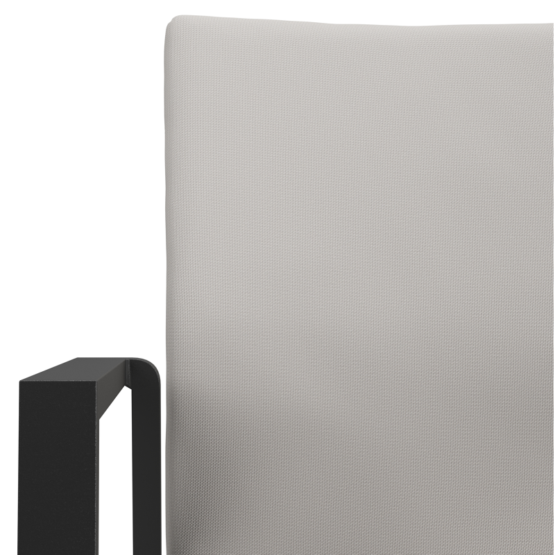 Chaise de jardin empilable Madura en aluminium noir et textiléne confort gris