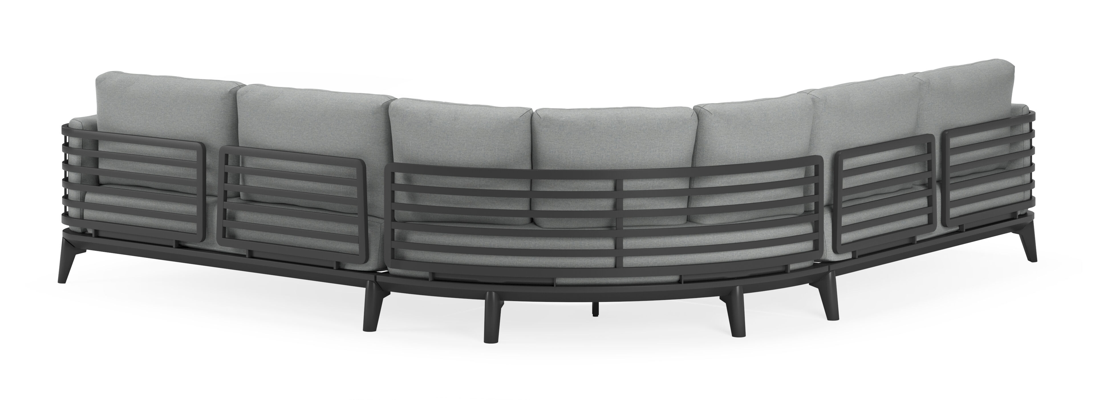 Mosa loungeset in zwart aluminium met grijs weather+ softtouch en loungetafel