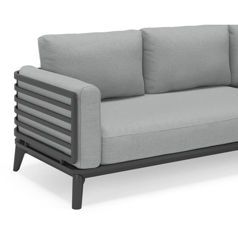 Mosa loungeset in zwart aluminium met grijs weather+ softtouch en loungetafel