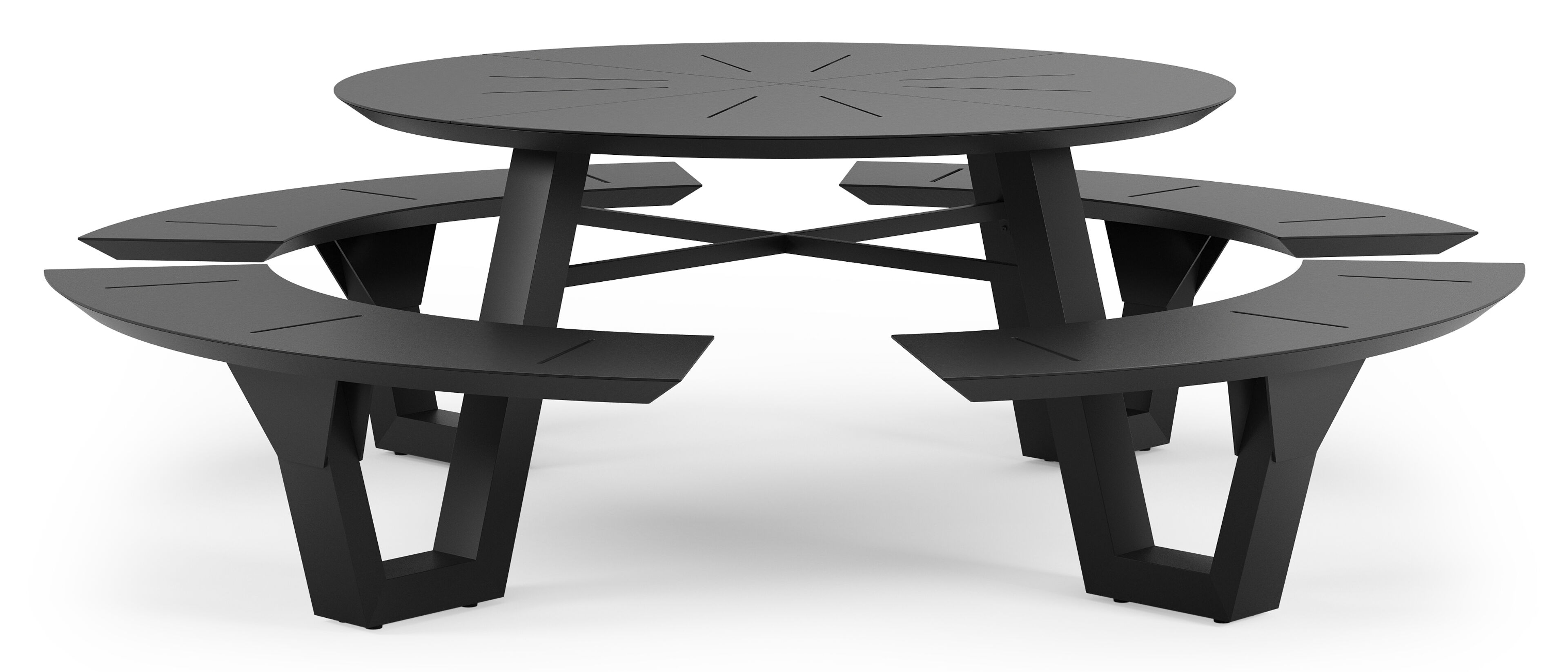 Table de pique-nique Rondino en aluminium noir - Diam. 236 x Haut. 72 cm