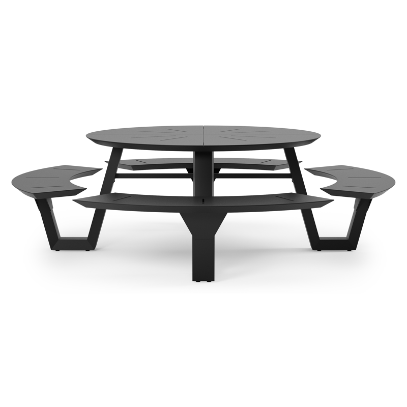 Table de pique-nique Rondino en aluminium noir - Diam. 236 x Haut. 72 cm