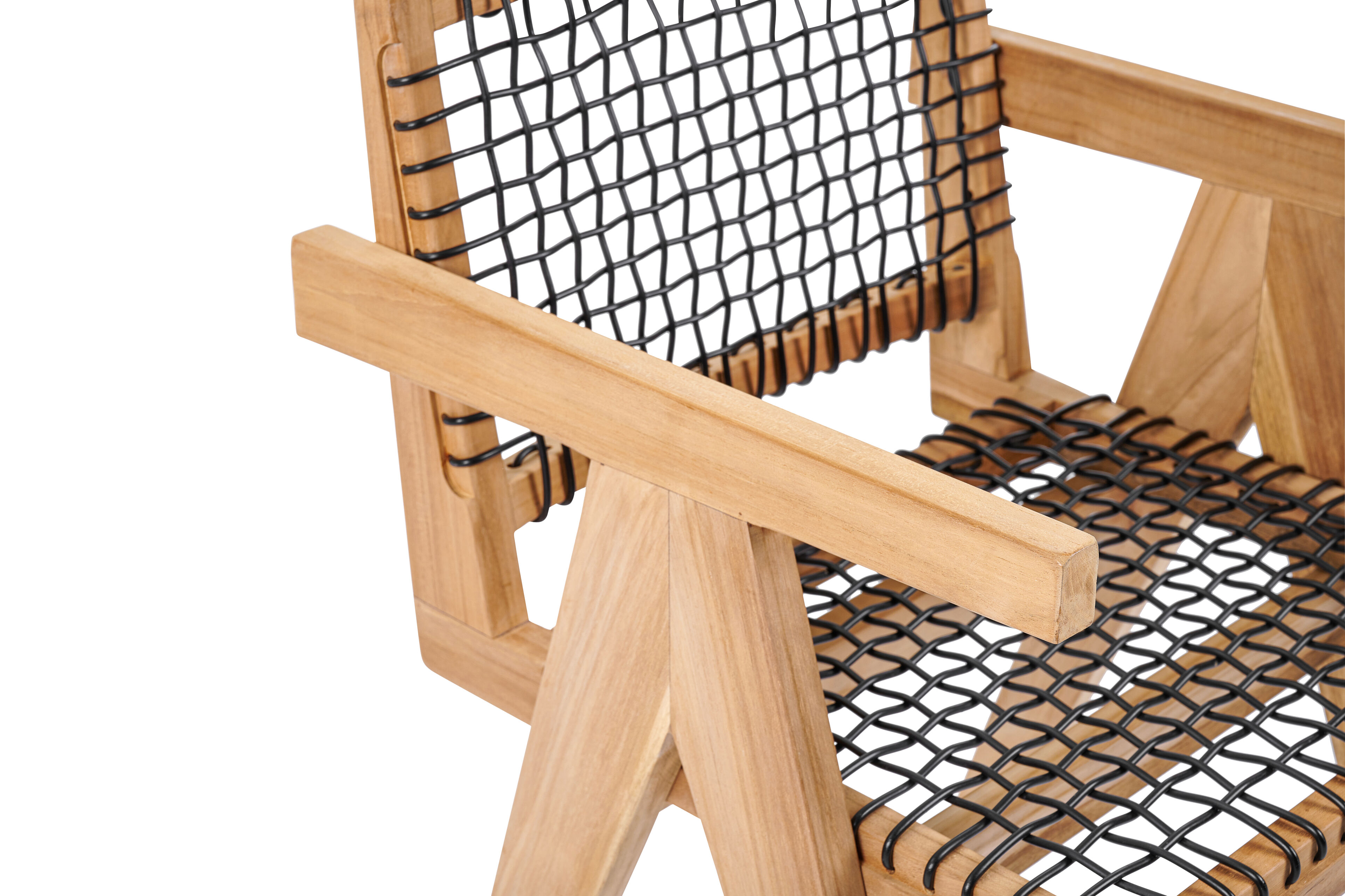 Trentino tuinstoel in teak en zwart ronde wicker