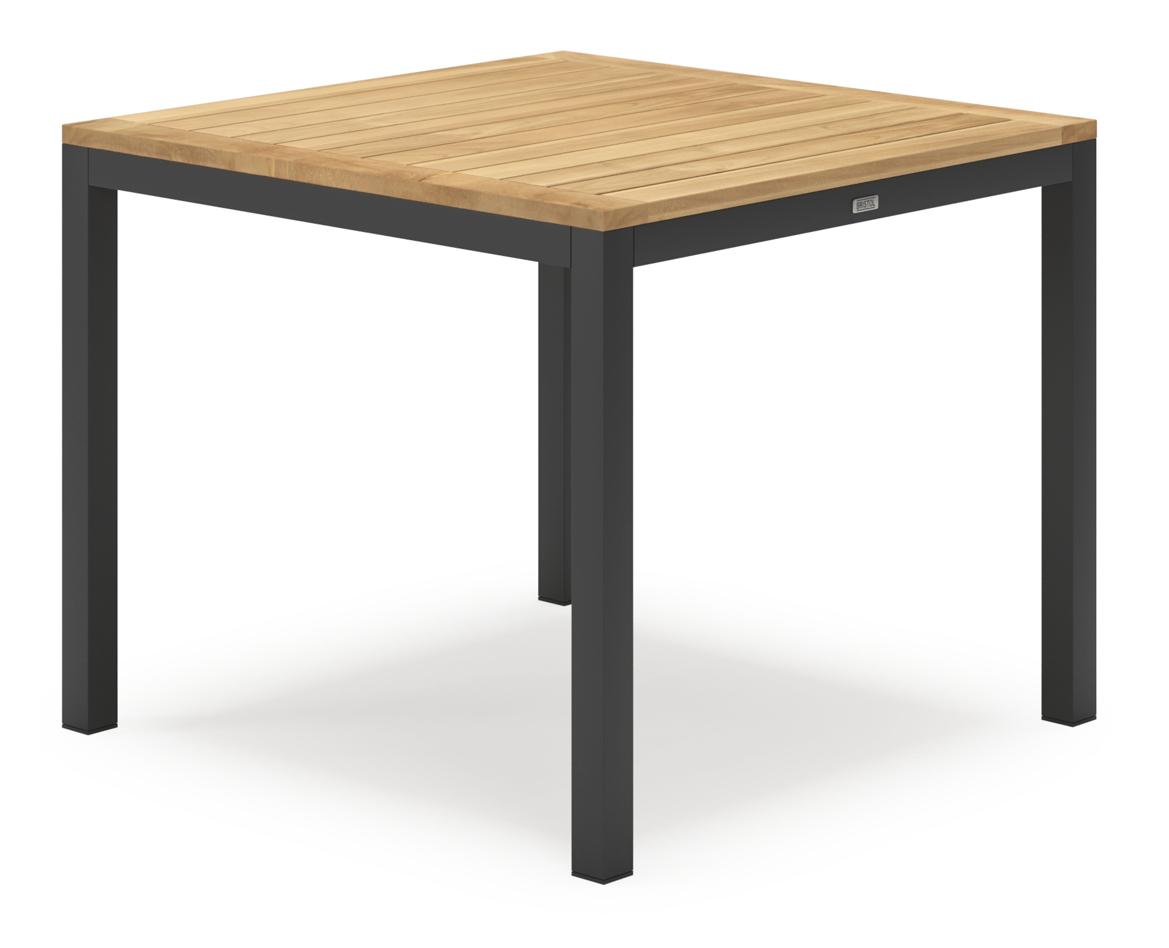 Feltro vierkante tuinset in zwart aluminium en teak natural finish met 4 Amalfi tuinstoelen