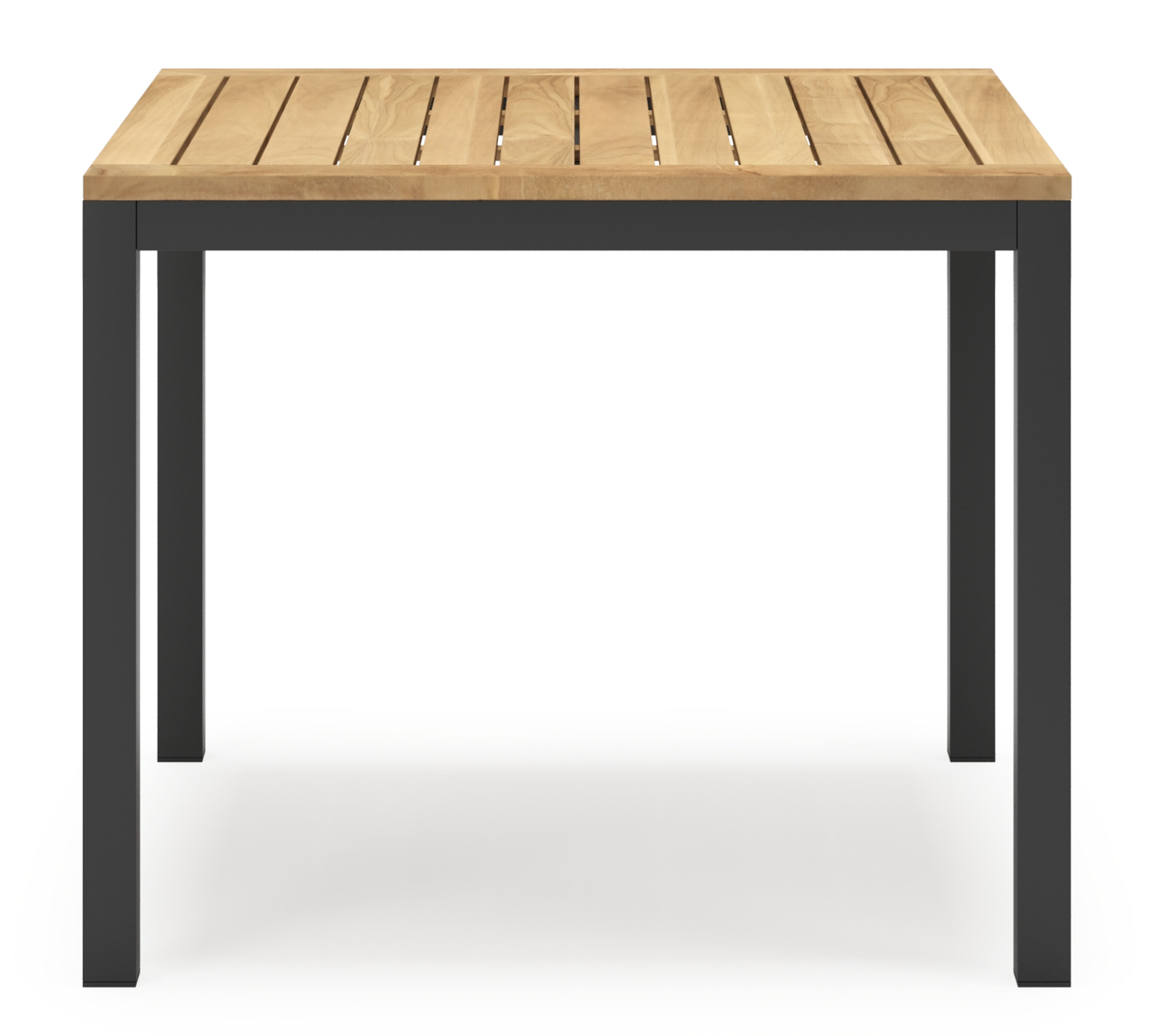 Feltro vierkante tuinset in zwart aluminium en teak natural finish met 4 Amalfi tuinstoelen