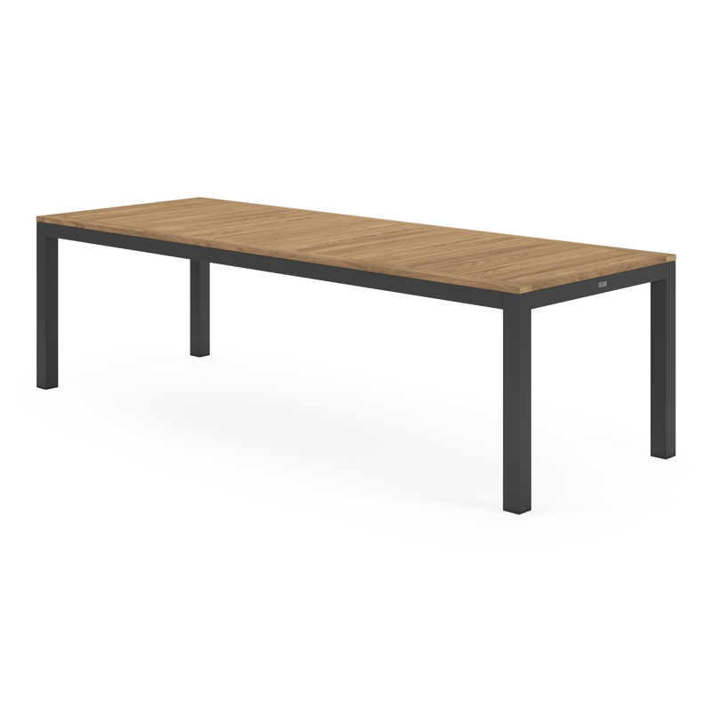Table de jardin Varese rectangulaire en aluminium noir et teck colour finish - Lg. 270 x Lrg. 100 x Haut. 73 cm