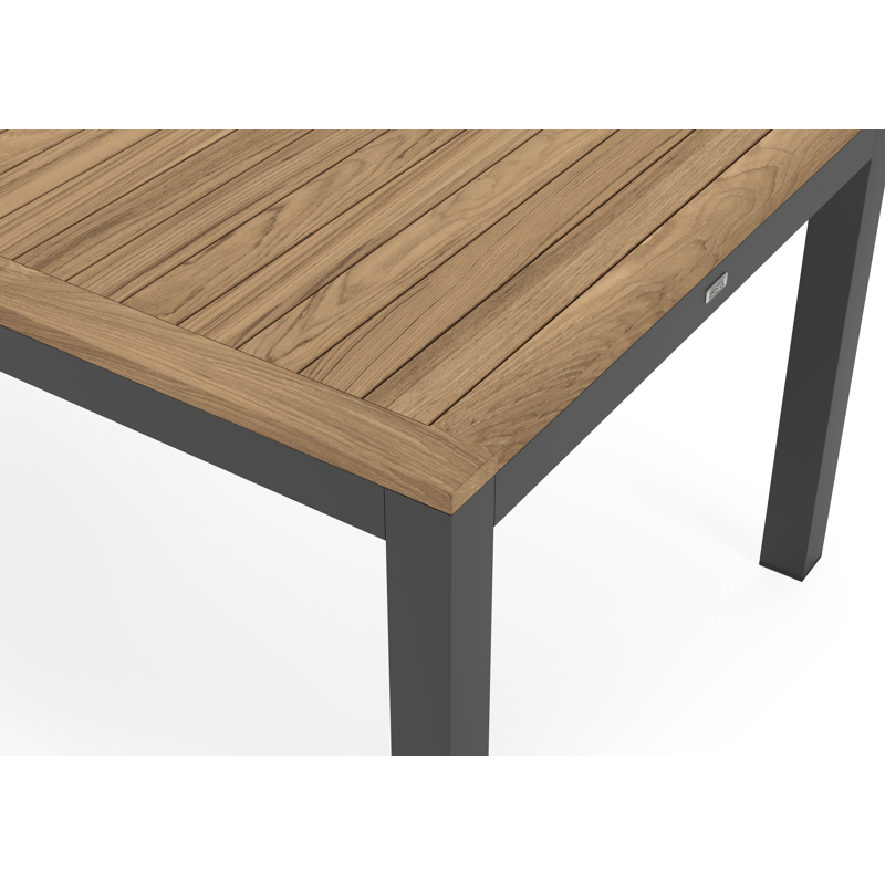 Table de jardin Varese rectangulaire en aluminium noir et teck colour finish - Lg. 270 x Lrg. 100 x Haut. 73 cm