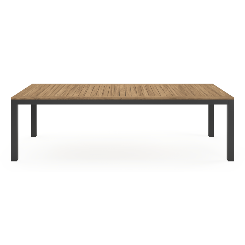 Table de jardin Varese rectangulaire en aluminium noir et teck colour finish - Lg. 270 x Lrg. 100 x Haut. 73 cm