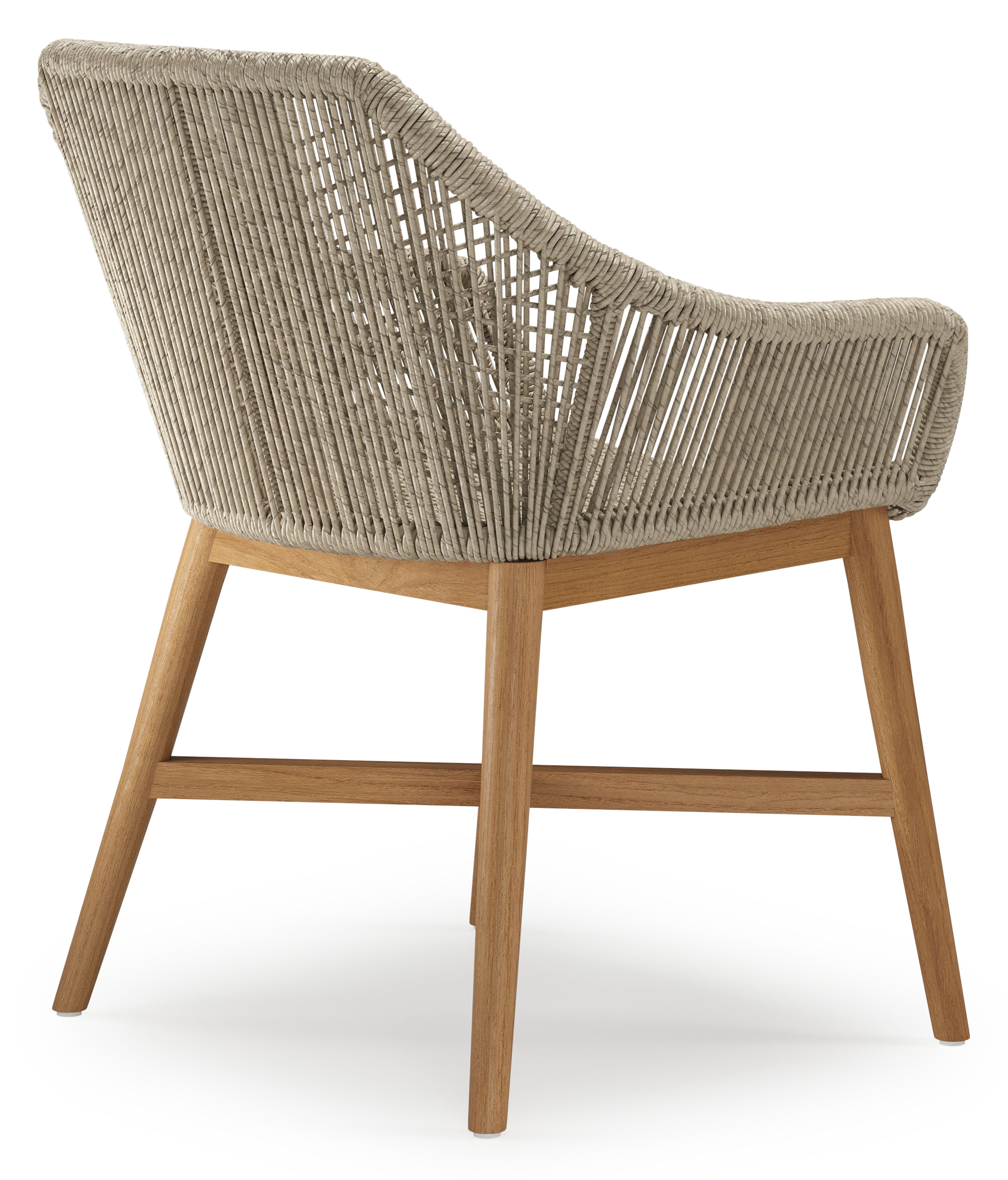 Borgo tuinstoel in teak en naturel gedraaide ronde wicker