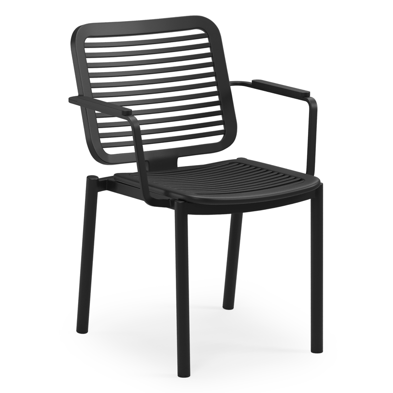 Fano stapelbare tuinstoel in zwart aluminium