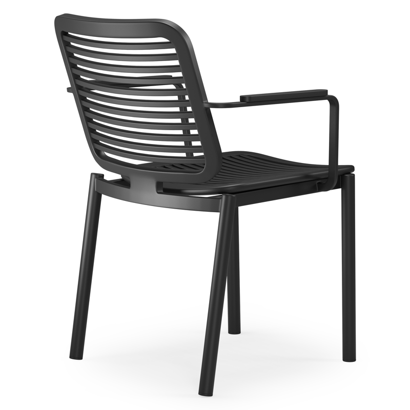 Fano stapelbare tuinstoel in zwart aluminium