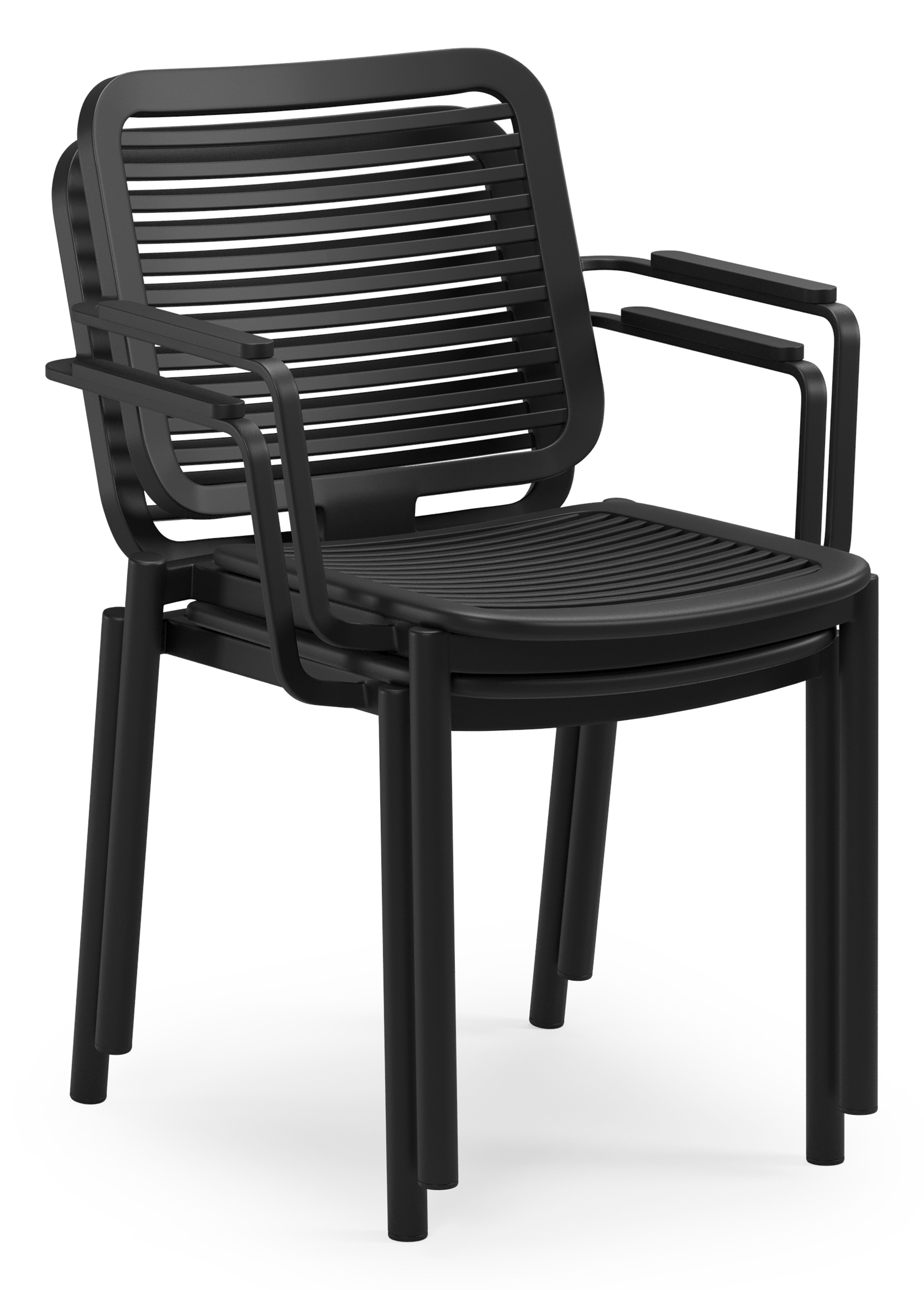 Fano stapelbare tuinstoel in zwart aluminium