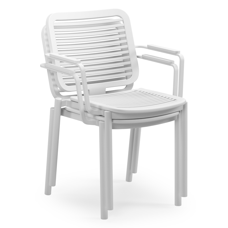 Fano stapelbare tuinstoel in wit aluminium